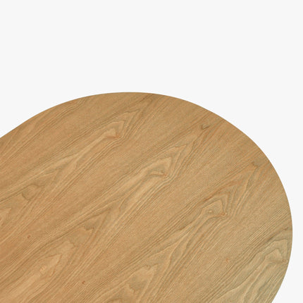 Sittang sculptural solid wood coffee table inspired by contemporary Scandinavian design for family room and lounge spaces