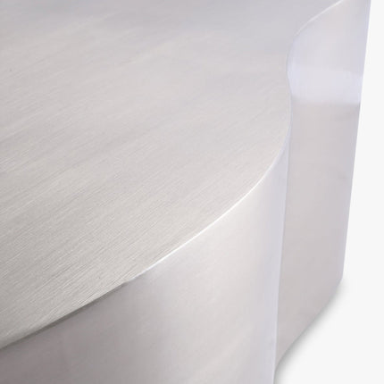 Selenga sculptural coffee table for modern lounge spaces inspired by contemporary European design with premium metal form and refined polish