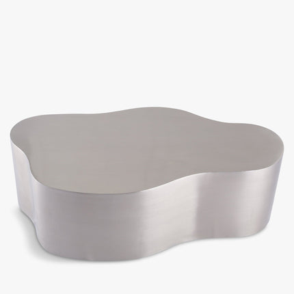 Selenga sculptural coffee table for modern lounge spaces inspired by contemporary European design with premium metal form and refined polish