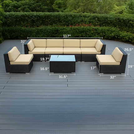 Coastava Modular Sectional Sofa Set with Center Table Outdoor Seating for Decks, Patios & Waterfront Terraces