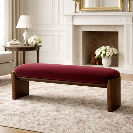 Sova Arc – Nordic Minimalist Solid Wood Bench with Comfort Cushion for Bedroom, Living Room, or Entryway