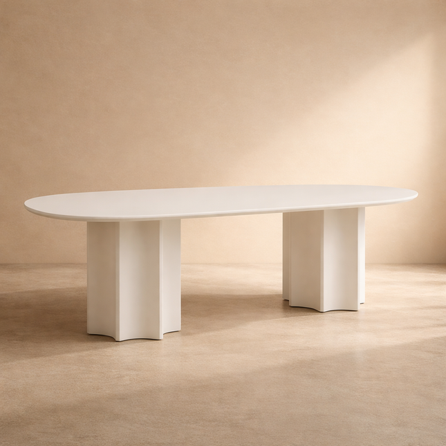 Caldera Oval Dining Table Contemporary Minimalist Design Sculptural Pedestal Base Ideal for Dining Room