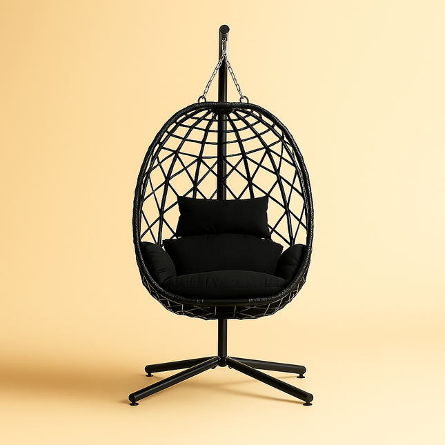 BirchBud Cocoon Swing Chair – Boho Natural Hanging Chair for Balcony, Garden & Terrace | Uber Decor