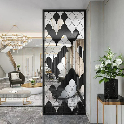 SERAPHIN Stainless Steel Decorative Room Divider Panel Floor To Ceiling Partition For Living Room Dining Area And Foyer
