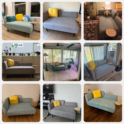 Osaka 2 Seater Couch with Joined Side Table Mid Century Sofa for Living & Lounge Spaces