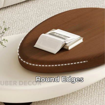 Songhua Wabi-Sabi Contemporary Japandi Coffee Table – Organic Two-Tone Sculptural Solid Wood Top for Living Room