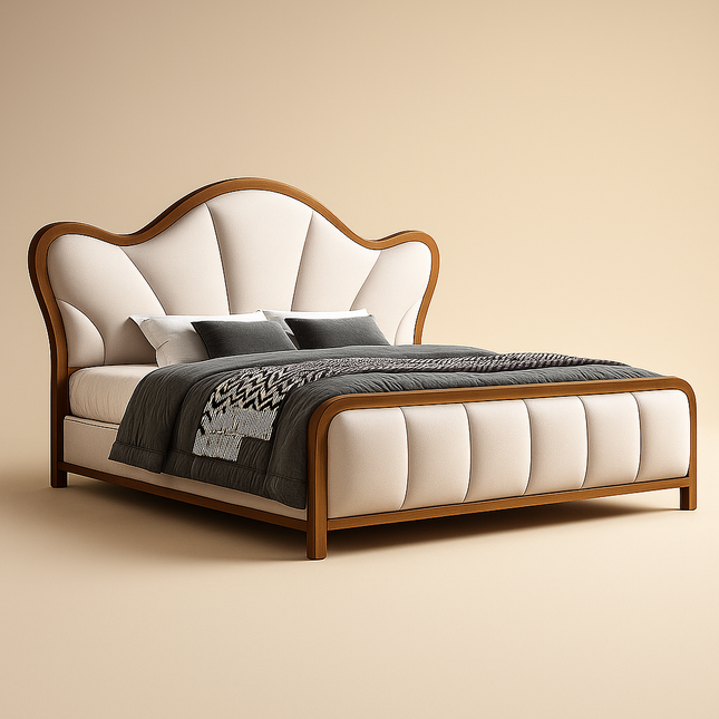 Restful Haven Japandi Curved Luxury Bed with Storage – Modern Bedroom Centerpiece - Uber Decor