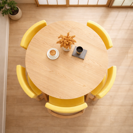 Nordelyn Round Wooden Dining Table Scandinavian Japandi Minimalist Design Natural Wood Dining Table for Dining Room