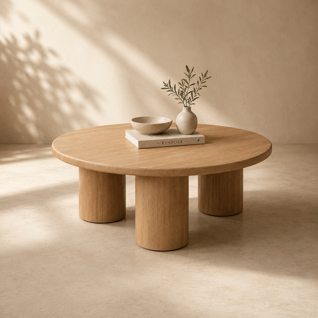 Salado Coffee Table Modern Soft Minimal Organic Luxe Inspired Designer Center Table Custom Finish Multi Pillar Table for Elegant Lounge Setting