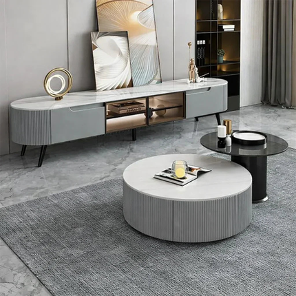 Tiber Oro Italian Luxury Round Coffee Table Tempered Glass Top High Gloss Finish Minimalist Centerpiece for Lounge and Living Suites