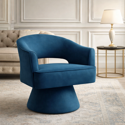 Ravelle Modern U-Back Accent Chair - 360 Revolving Swivel Barrel Armchair - Uber Decor