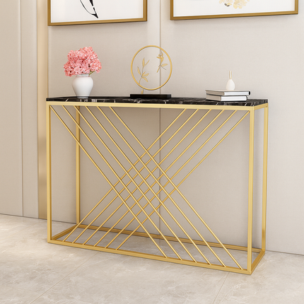 Sovana Luxe Marble Console Table – Custom White or Black Marble Top, Modern French Art Deco Gold Base for Hallways & Lounges - Uber Decor