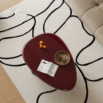 Rhine Lucido Coffee Table – Ready to Ship Burgundy High Gloss Postmodern Center Table