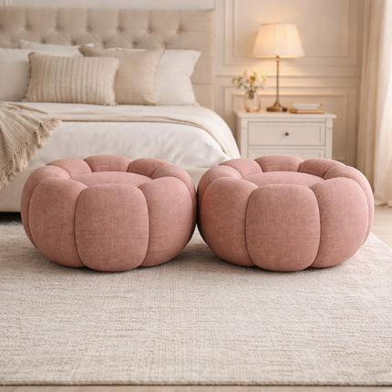 Pumpkin Hue Ottoman Stool Chair - Soft Stool & Footrest for Living Room or Bedroom Modern Living Room Furniture