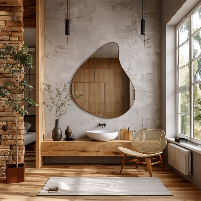 Aqua Droplet Frameless HD Mirror – Contemporary Waterdrop Wall Mirror for Living Room, Bathroom & Entryway