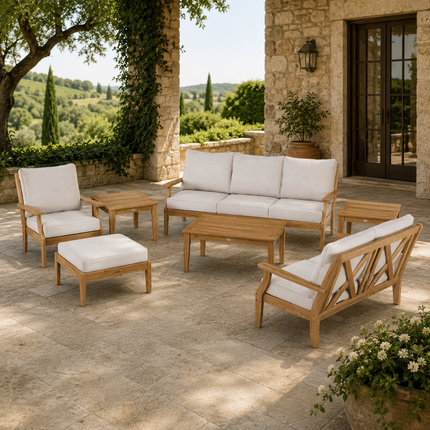 Terranook Outdoor Sofa, Chair & Table Set Classic Patio Seating Ensemble for Lawns, Courtyards & Veranda Spaces