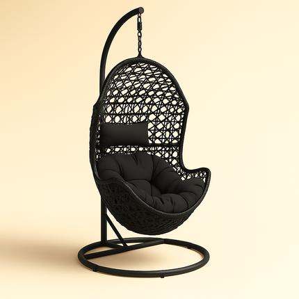 NestLoom Cocoon Swing Chair – Sculpted Boho High-Back Hanging Chair for Balcony & Garden | Uber Decor