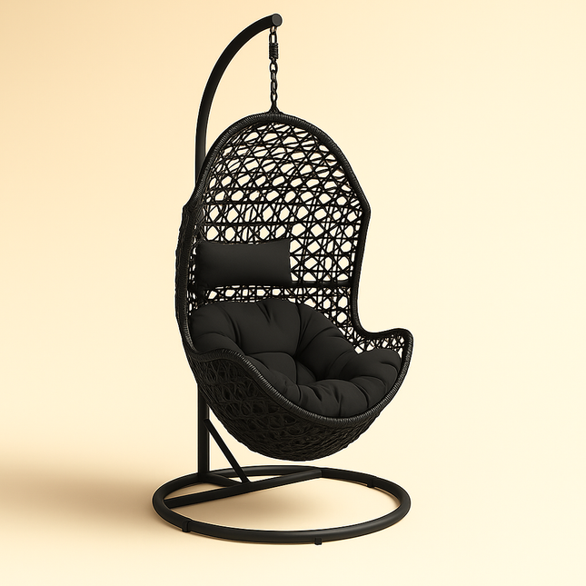 NestLoom Cocoon Swing Chair – Sculpted Boho High-Back Hanging Chair for Balcony & Garden | Uber Decor