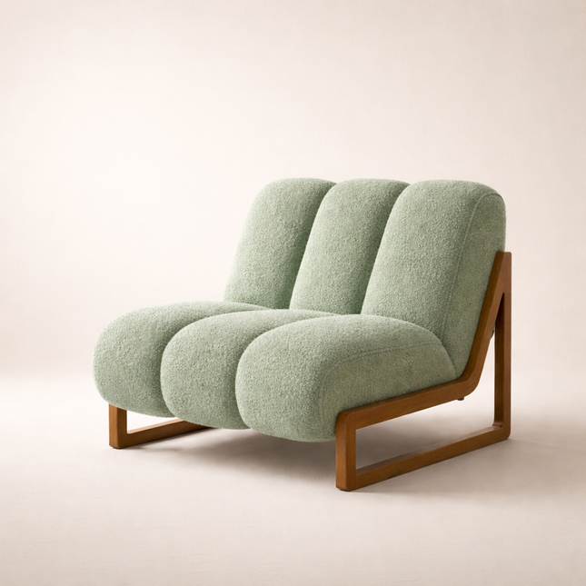 Pure Nest Bedroom Chair Mid Century Modern Scandinavian Inspired Solid Wood Frame Fixed Base Cozy Chair Living Room and Bedroom