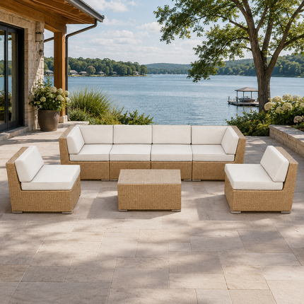 Coastava Modular Sectional Sofa Set with Center Table Outdoor Seating for Decks, Patios & Waterfront Terraces