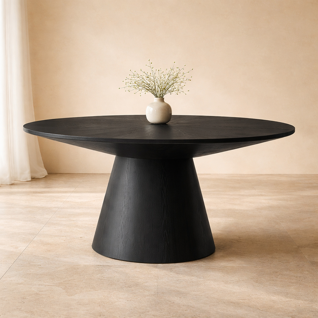 Orren Form Round Dining Table Modern Japandi Design Conical Base Ideal for Dining Room or Breakfast Nook