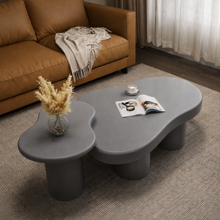 Spiti Wabi-Sabi Sculptural Japandi Coffee Table – Mid-Century Scandinavian Solid Wood Center Table for Living Room