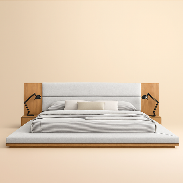MahoganySlate Ultra-Low Modern Platform Customisable Bed for Luxe Bedrooms - Uber Decor