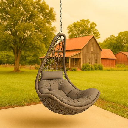 WillowDrop Wabi-Sabi Cocoon Swing Chair – Japandi Organic Boho-Scandinavian Garden & Patio Swing Chair