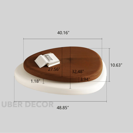 Songhua Wabi-Sabi Contemporary Japandi Coffee Table – Organic Two-Tone Sculptural Solid Wood Top for Living Room