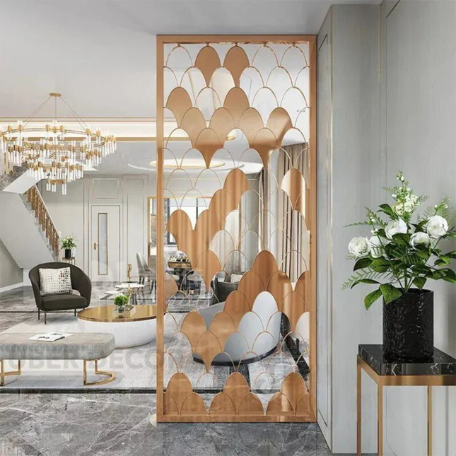 SERAPHIN Stainless Steel Decorative Room Divider Panel Floor To Ceiling Partition For Living Room Dining Area And Foyer