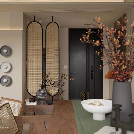 RAVENI Handcrafted Wooden Rattan Room Divider for Living Rooms, Lounges & Open Homes with Made-to-Order Customisation