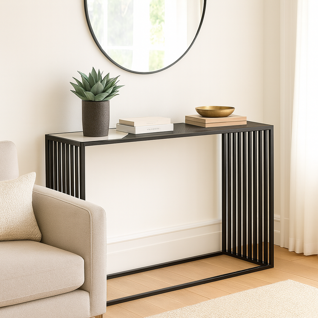 Evensong Mosaic Display Table – Customizable Marble & Wood Top for Modern Entryways - Uber Decor