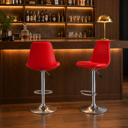Ruvo Adjustable Hydraulic Bar Stool Modern Counter Chair Mid Century Contemporary Kitchen Island Breakfast Bar Cafe Pub Seating