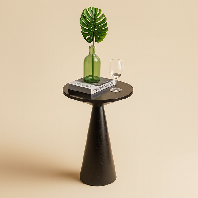 The Aria Cone End Table – Custom Wooden Conical Pedestal in Japandi Scandinavian Style for Living Room, Bedroom, or Lounge - Uber Decor