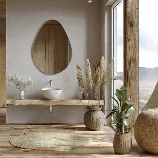 Remi Frameless Abstract Pond Shaped Wall Mirror for Bathroom - Uber Decor