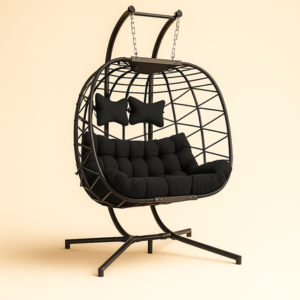 SkyDune Cocoon Swing Chair – American Boho Oval Hanging Chair for Porch, Balcony & Study | Uber Decor