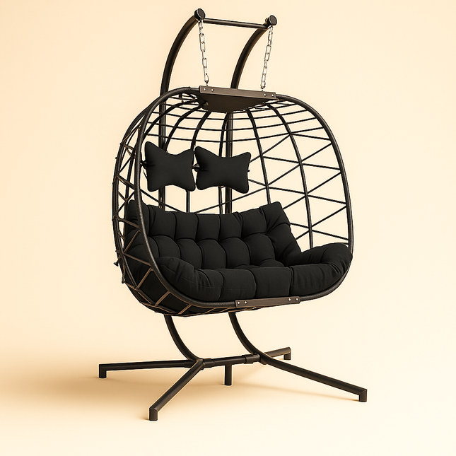 SkyDune Cocoon Swing Chair – American Boho Oval Hanging Chair for Porch, Balcony & Study | Uber Decor