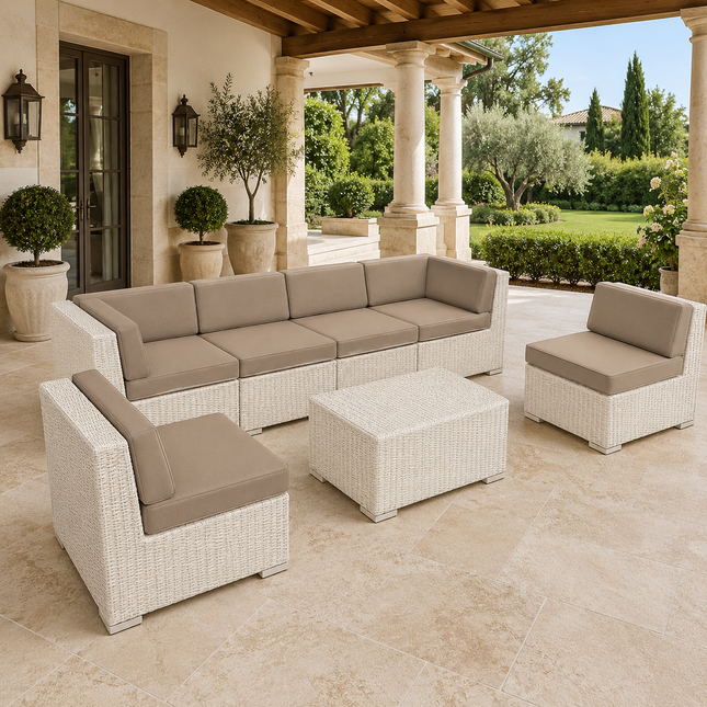 Coastava Modular Sectional Sofa Set with Center Table Outdoor Seating for Decks, Patios & Waterfront Terraces