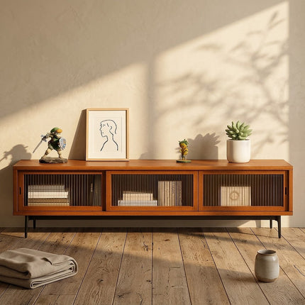 Solva Crest – Retro Modern TV Cabinet, Japandi Inspired Console