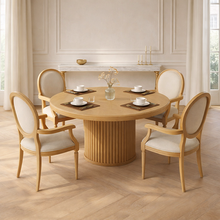 Bellewood French Round Dining Table – Custom Solid Wood Dining Table for Formal Dining Room