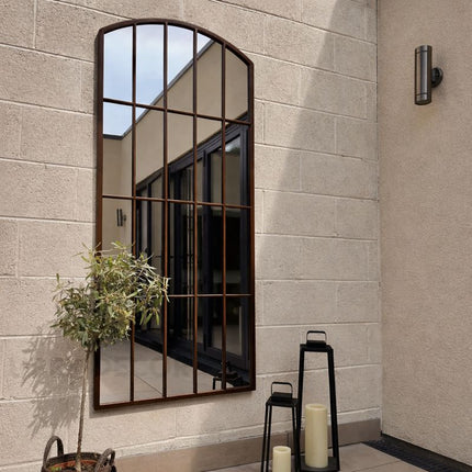 ReflectBow- Soft Arched Top Full Length Window Style Metal Framed Large Size Mirror for, Bedroom, Living Room or Outdoor