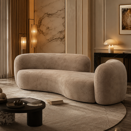 SkyHaven Cloud Lounge Sofa - Ultra-Soft Curved Couch for Minimalist Living Rooms