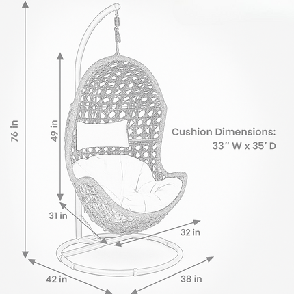 NestLoom Wabi-Sabi Cocoon Swing Chair – Japandi Sculpted Modern Comfort for Balcony, Garden & Living Room