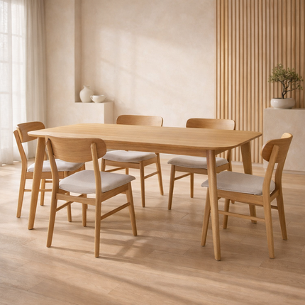 Trevara Fern Mid-Century Modern Wooden Dining Table for Kitchen Dining Area