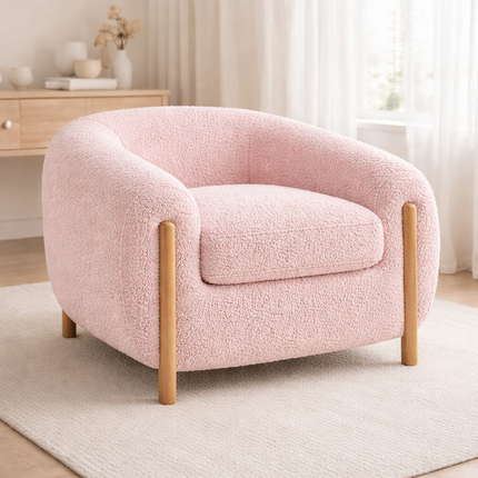Tayra Accent Chair- Cute Oversized Upholstered Barrel Chair with Extra Depth and Height Seating