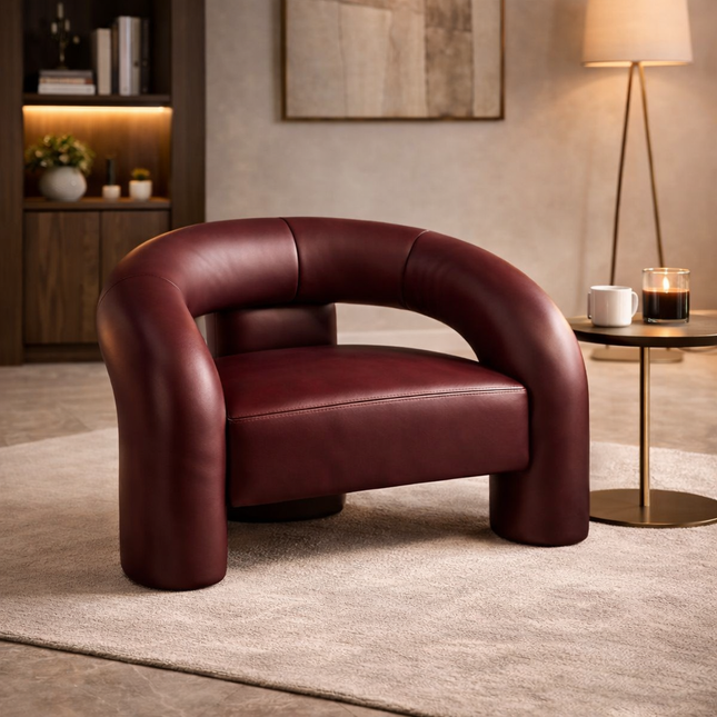 Zagora Nordic Accent Chair – Minimalist Wood-Framed Puff Seat for Living Room, Bedroom, Balcony & Reception Spaces