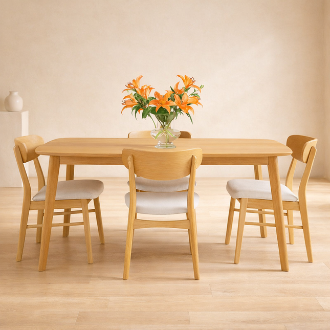 Trevara Fern Mid-Century Modern Wooden Dining Table for Kitchen Dining Area