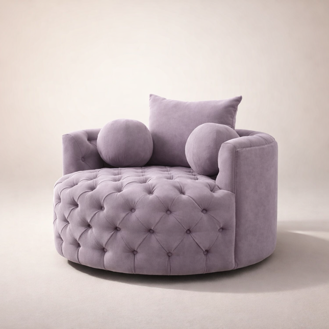 Orania 360 Degree Swivel Accent Chair Single Barrel Sofa with Round Tufted Base - Uber Decor