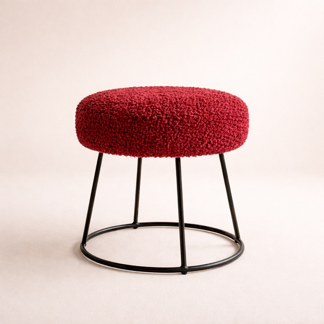 Plush Dream Modern Cushioned Round Stool with Metal Base - Uber Decor