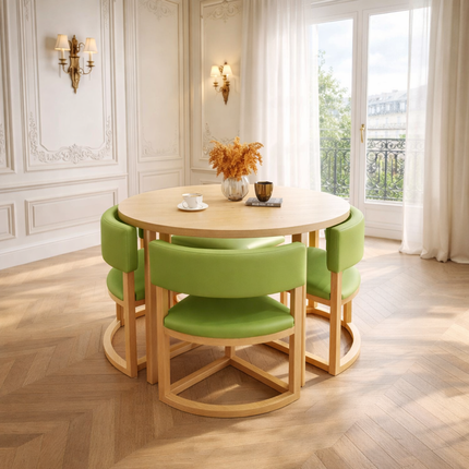 Nordelyn Round Wooden Dining Table Scandinavian Japandi Minimalist Design Natural Wood Dining Table for Dining Room